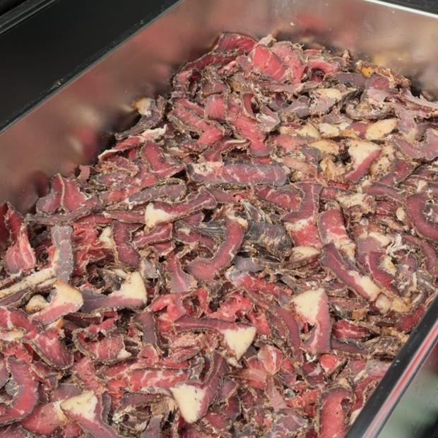 Hand-sliced traditional biltong